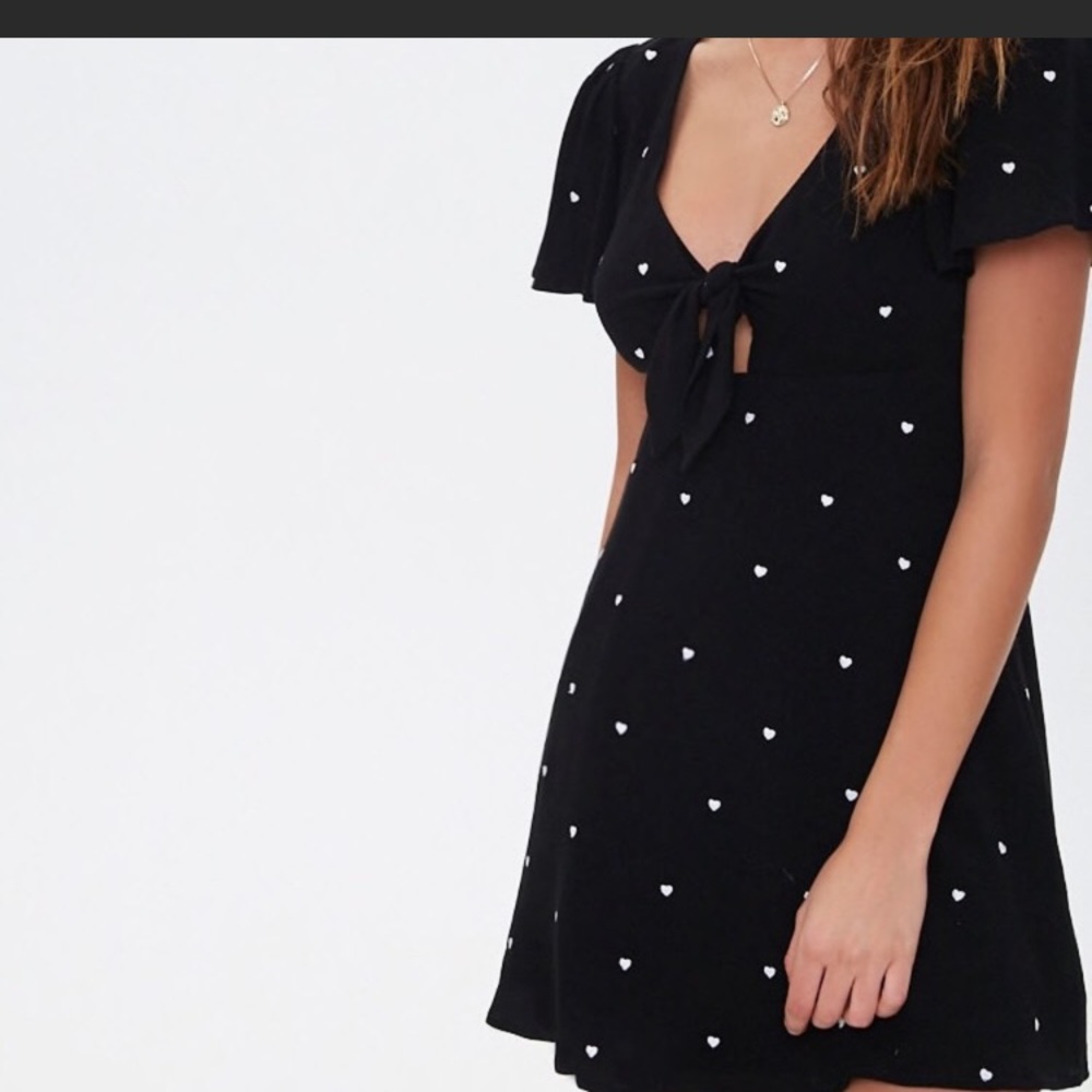 Black heart polka dot mini